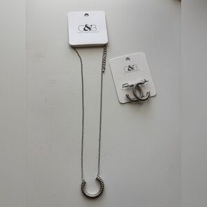 Christopher & Banks Silver Coil Necklace & earrings set